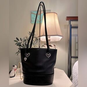 Brighton black leather shoulder tote
